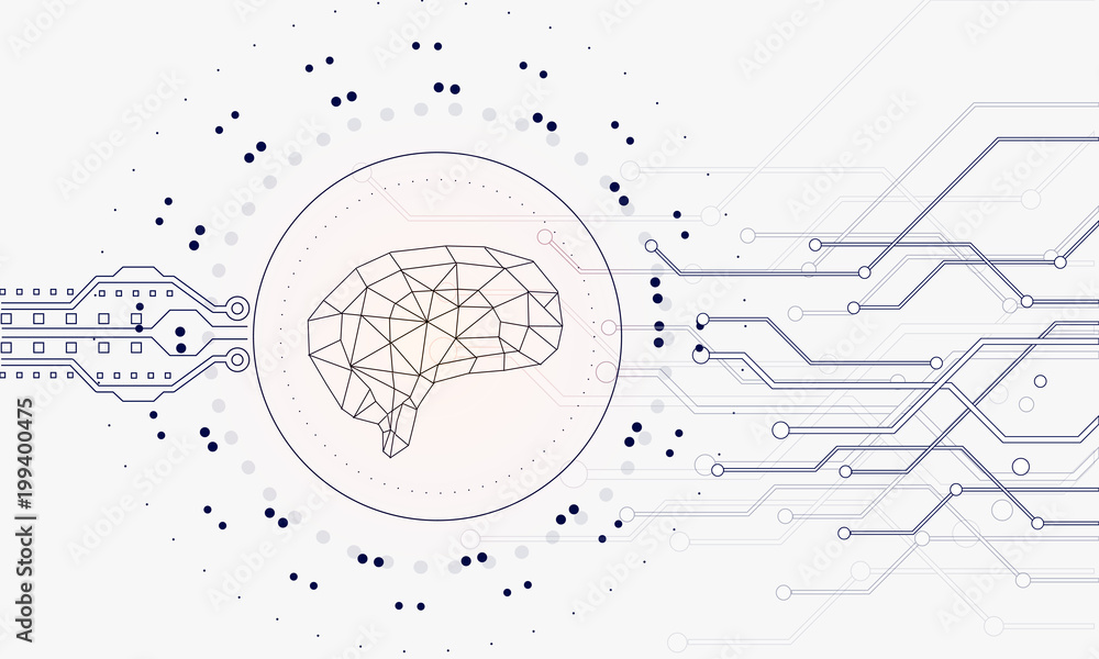 Fototapete innovations systems connecting people and robots devices. future technologies in automatics cyborg s