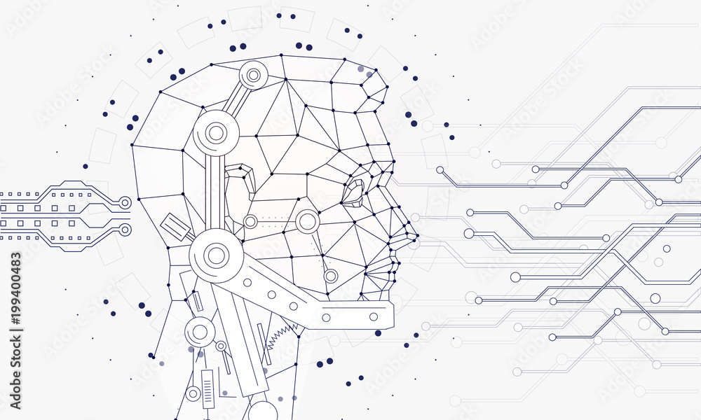 Poster innovations systems connecting people and robots devices. future technologies in automatics cyborg s