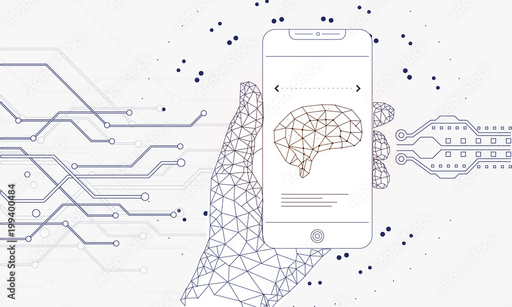 Poster innovations systems connecting people and robots devices. future technologies in automatics cyborg s