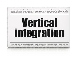Finance concept: newspaper headline Vertical Integration on White background, 3D rendering