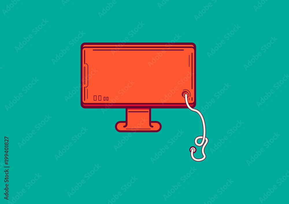 Aufkleber workplace of the programmer. perform computer repair work. vector illustration