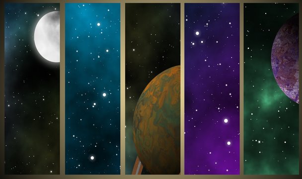 Set of spacescapes illustration background