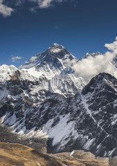 Everest summit from Gokyo Ri peak in Himalayas
