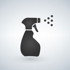 Spray bottle with mist vector illustration icon, isolated on modern background.