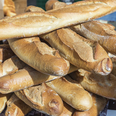 baguettes at the market