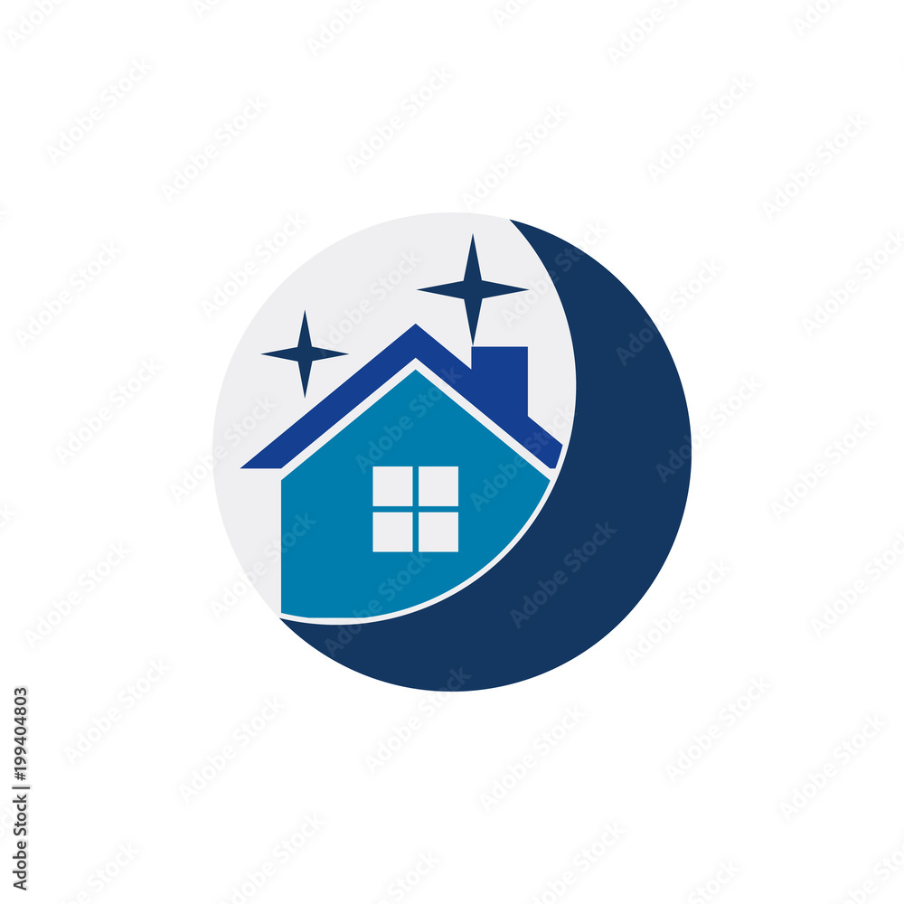 Wall mural moon house logo icon design