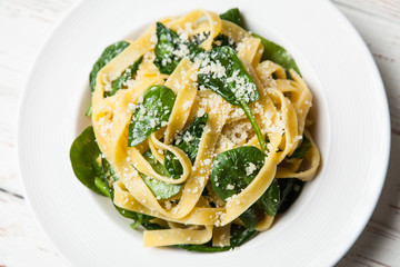 Spinach tagliatelle pasta