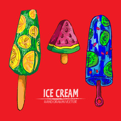 Digital vector detailed line art juicy ice cream