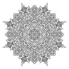 Black and white mandala vector isolated on white. Vector hand drawn circular decorative element.