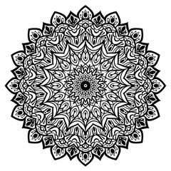 Black and white mandala vector isolated on white. Vector hand drawn circular decorative element.