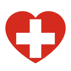 Icon heart symbol of love on the background national flag state Switzerland. Vector illustration.