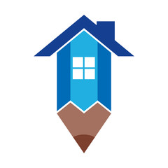 Pencil House Logo Icon Design