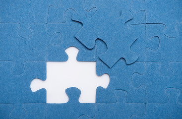 top view of one puzzle missing, business concept