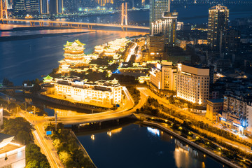 Sky night view of the city night, China Nanchang