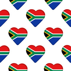 Seamless pattern from the hearts with flag of Republic of South Africa.