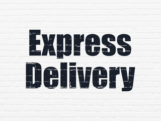 Business concept: Painted black text Express Delivery on White Brick wall background