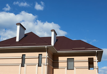 roof of a private house with a chimney