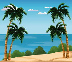 Beautiful island cartoon vector illustration graphic design