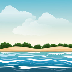 Fototapeta na wymiar Beautiful island cartoon vector illustration graphic design