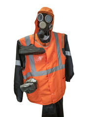Protective suite with mask isolated.