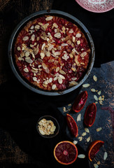 blood orange almond cake.selective focus