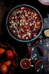blood orange almond cake.selective focus