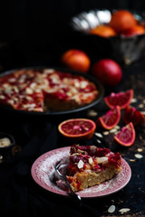 blood orange almond cake.selective focus