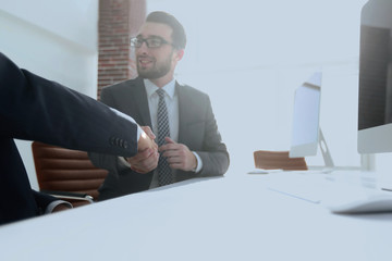 business handshake . photo with copy space.