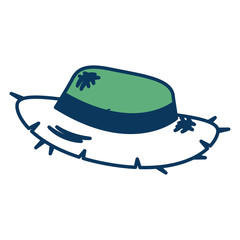 wicker hat ribbon accessory old fashion vector illustration green and blue