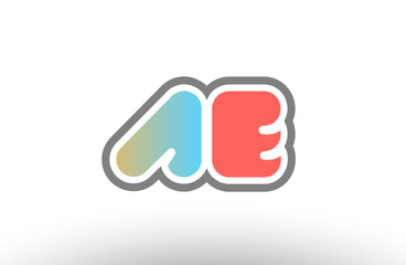 orange pastel blue alphabet letter ae a e logo combination icon design
