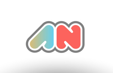 orange pastel blue alphabet letter an a n logo combination icon design
