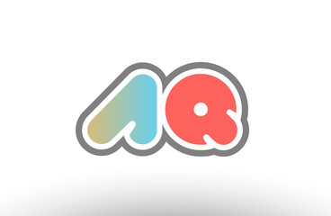 orange pastel blue alphabet letter aq a q logo combination icon design