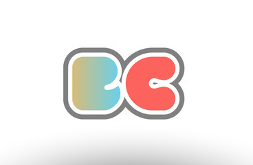 orange pastel blue alphabet letter bc b c logo combination icon design