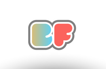 orange pastel blue alphabet letter bf b f logo combination icon design