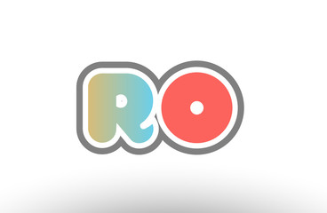 orange pastel blue alphabet letter ro r o logo combination icon design