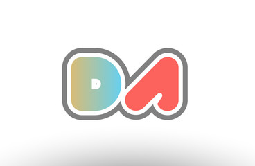 orange pastel blue alphabet letter da d a logo combination icon design
