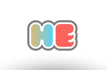 orange pastel blue alphabet letter he h e logo combination icon design