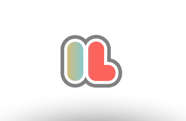 orange pastel blue alphabet letter il i l logo combination icon design