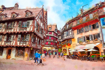 Colmar town, France - obrazy, fototapety, plakaty