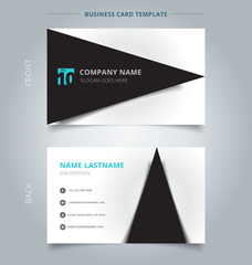 Creative business card and name card template, Black triangle graphic with shadow on white color background.