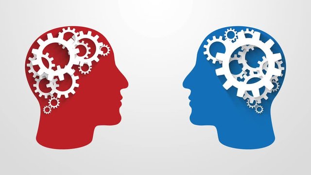 business technology concept human head with cog wheels