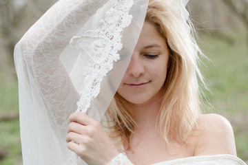 Bride portrait with beautiful lace