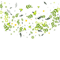 Floral Spring and Summer Vector Wallpaper with Flowers, Leaves, Butterflies, Green Branches. Easter, Mother's Day, 8 March, Birthday, Wedding Background for Banners, Cards, Posters, Invitations.