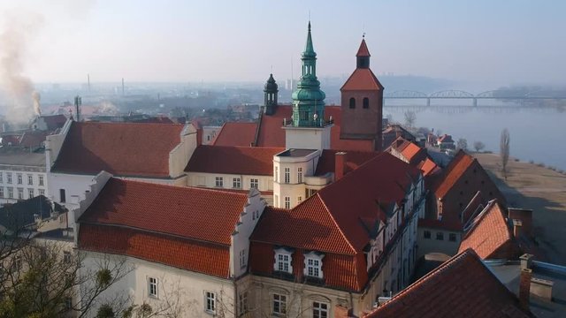 Aerial view of Grudziadz at Vistula river in Poland
