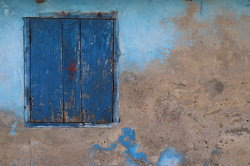 Hütten Fenster Haus Ghana Holz blau