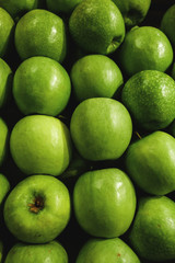 juicy green apples closeup top view