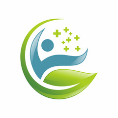 Human and Leaf Natural Care Logo Vector