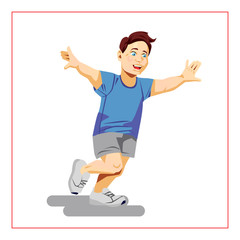 Flat vector illustration with boy running