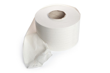 toilet paper on white background