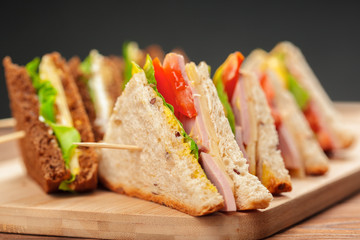 sandwich on a wooden table